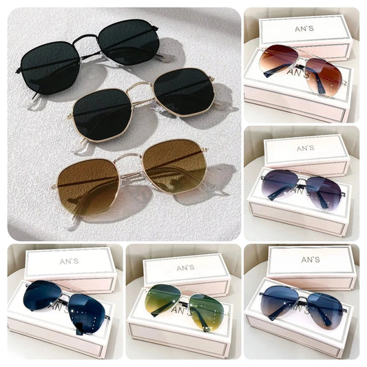 Geometric Metal Frame Sunglasses