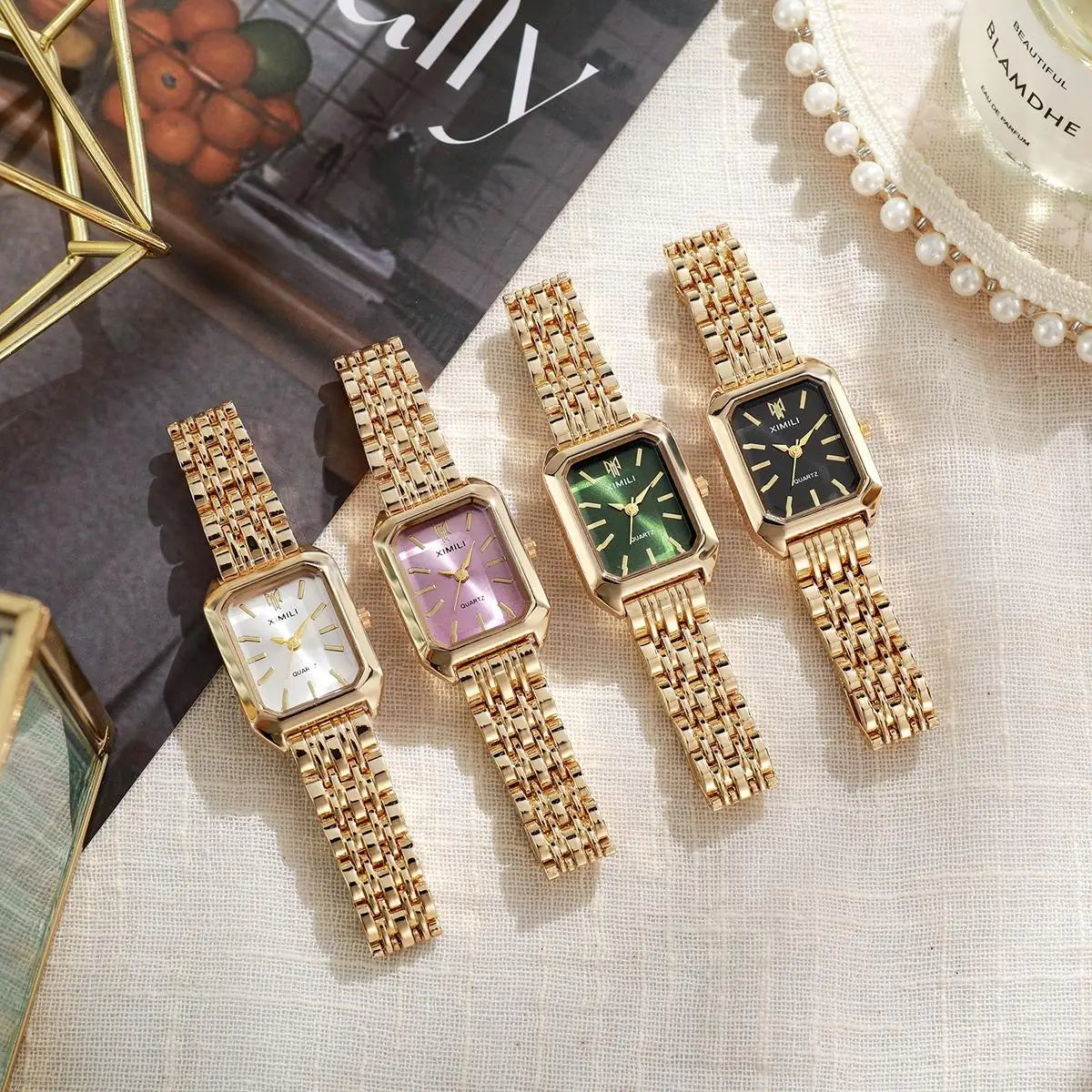 Five Bead Gold Bracelet Watch